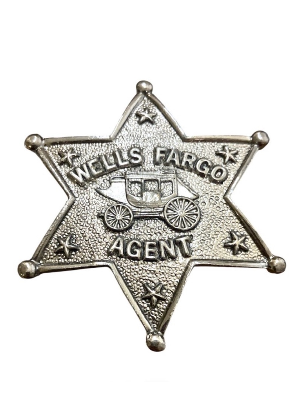 Vintage‎ Wells Fargo Agent Star Pin – Silver Tone Western Badge Wagon Design